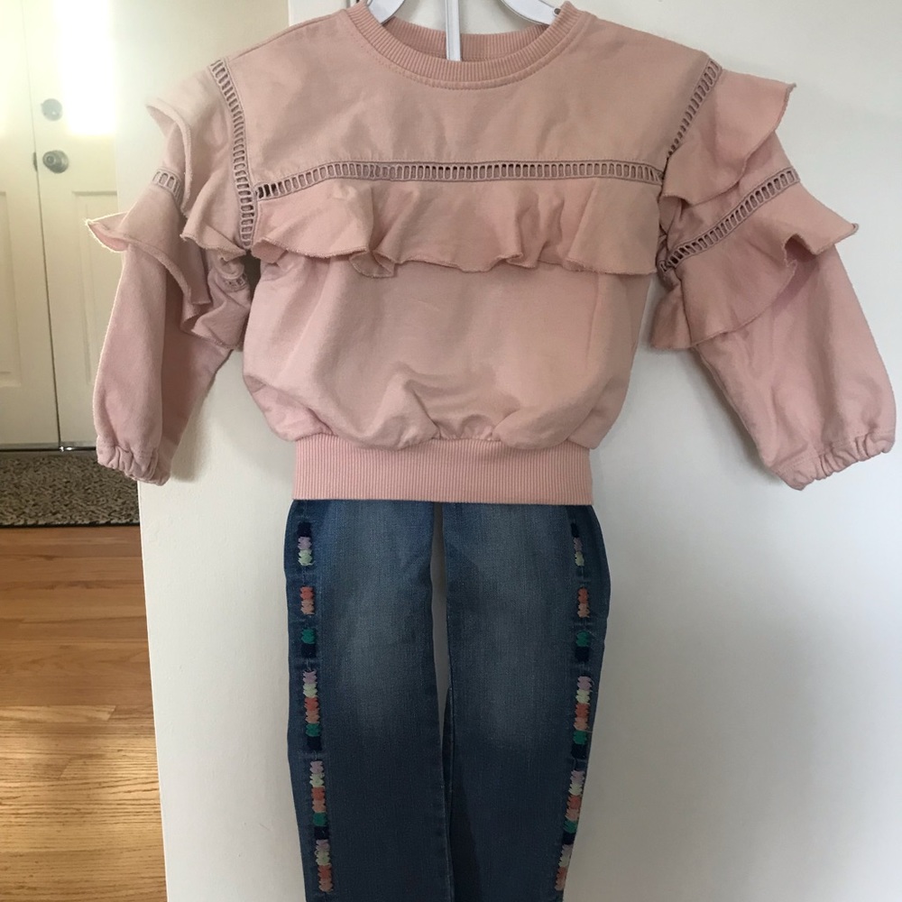 Peek Ruffle Sweatshirt and Jean Set